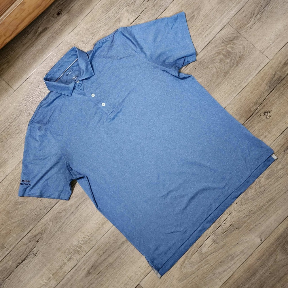 Johnnie-O Mens Blue Heather Performance‎ Polo Shirt Toyota Peoria Logo Large